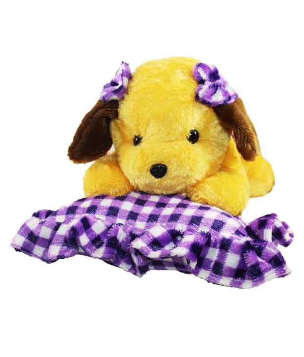     			Tickles Laying Dog with Cushion Stuffed Soft Plush Animal Toy for Kids Girls Birthday Gifts  (Color: Brown Size: 33 cm)