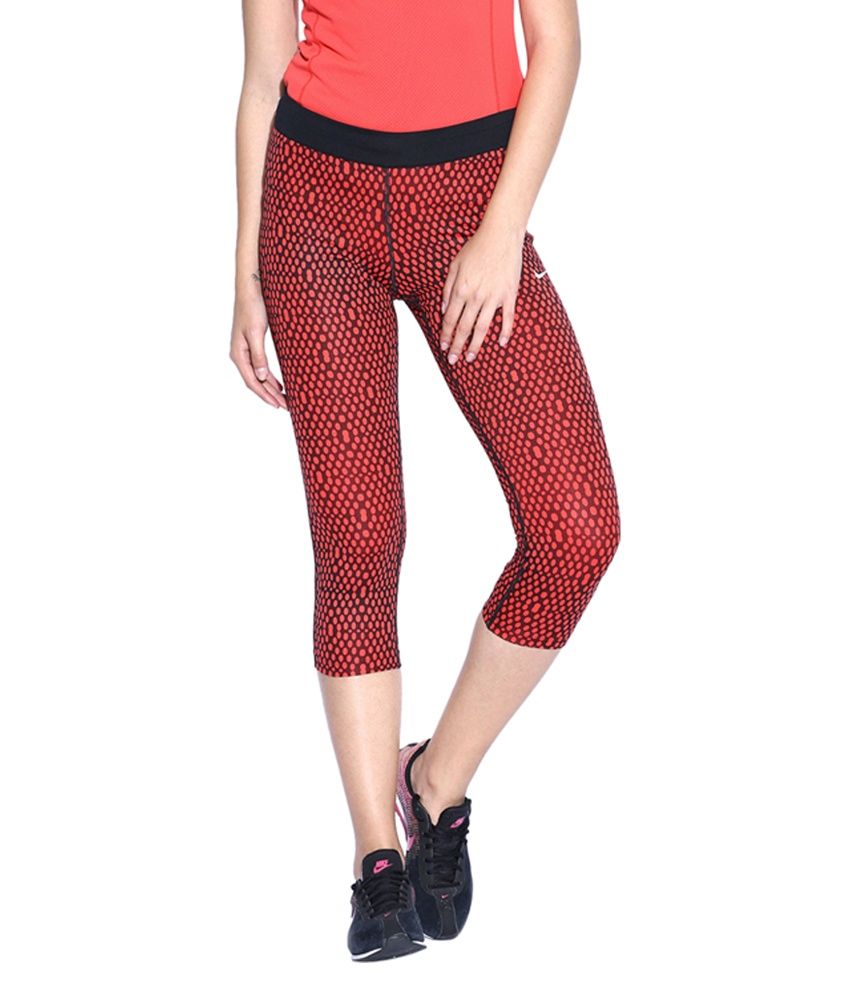 red and black nike tights