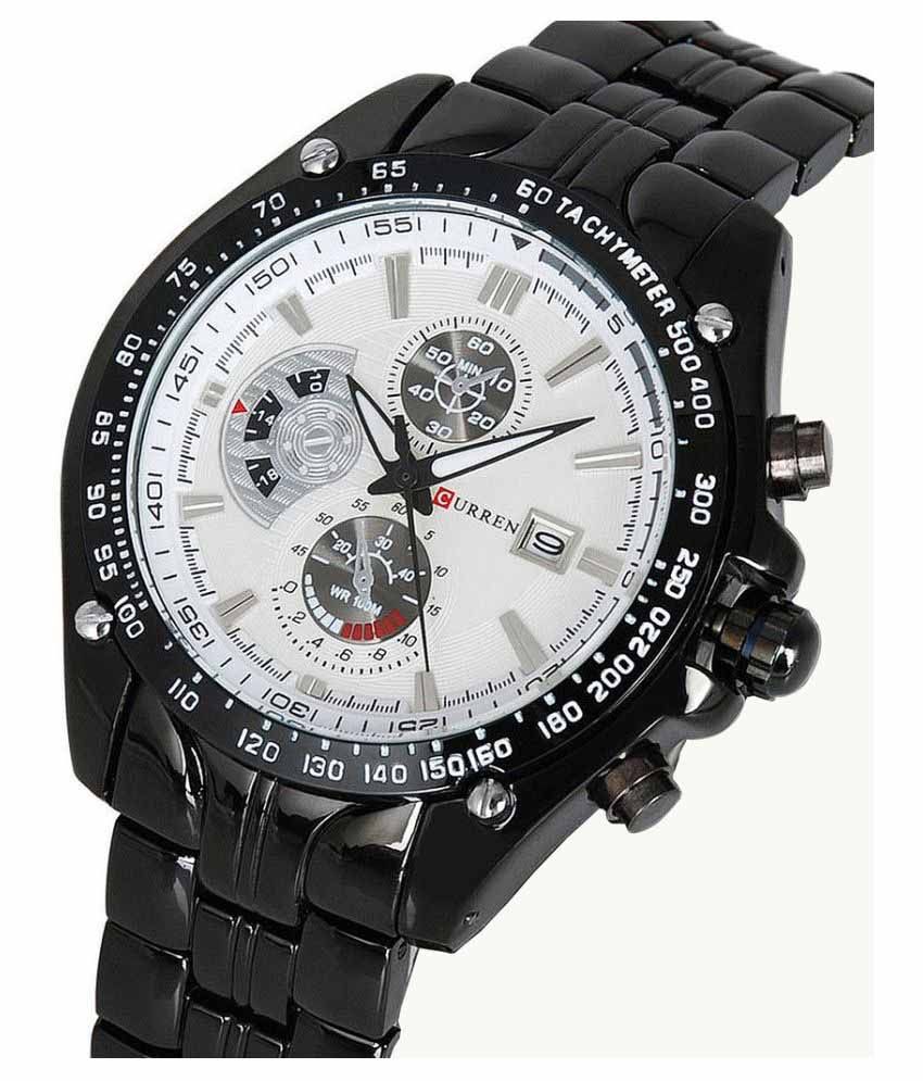 curren black analog watch