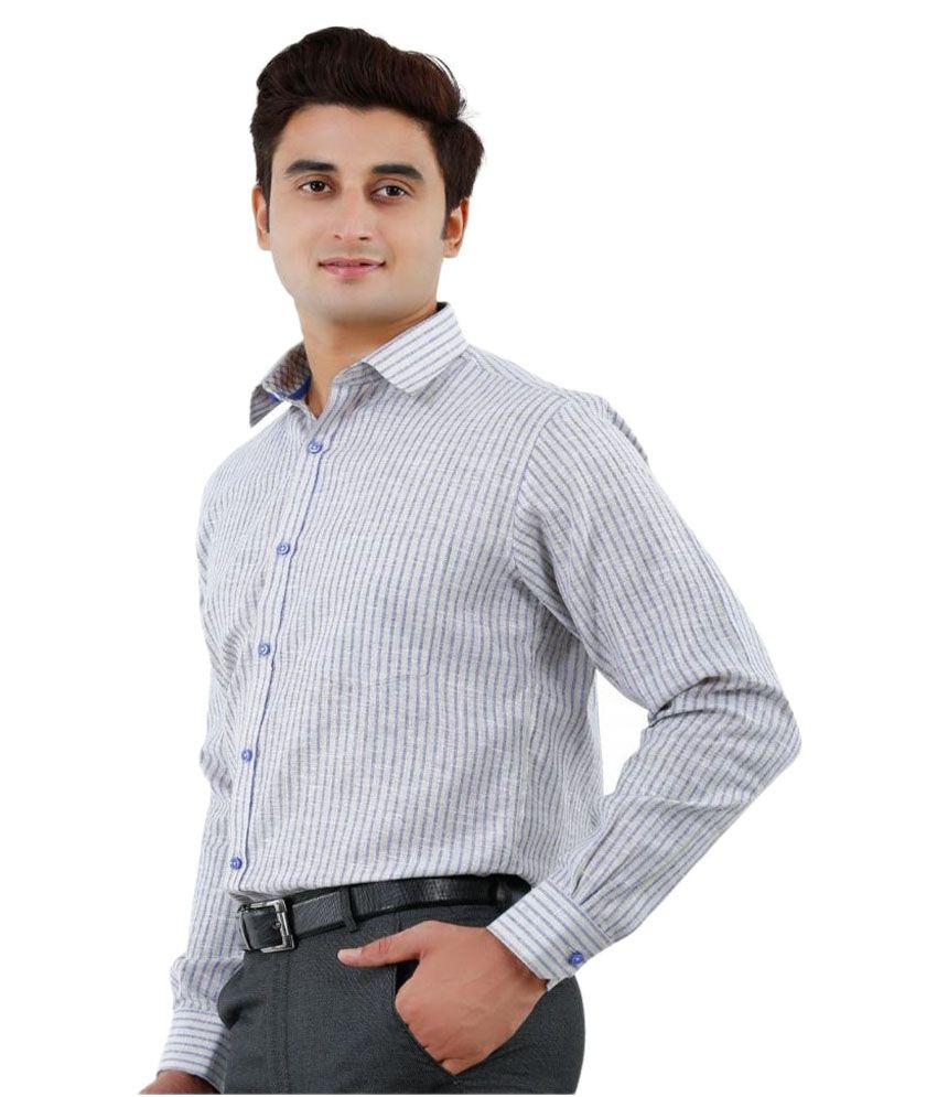 kleren chapell men's grey regular fit formal shirt