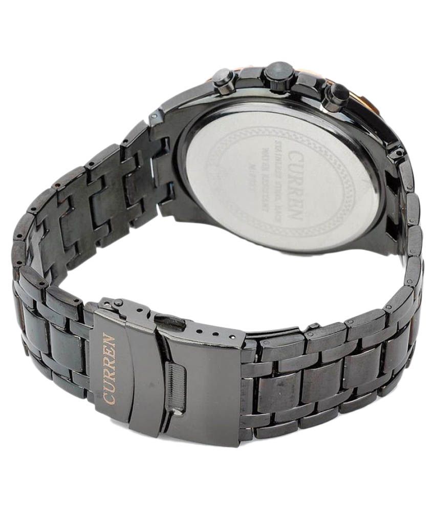 curren black analog watch