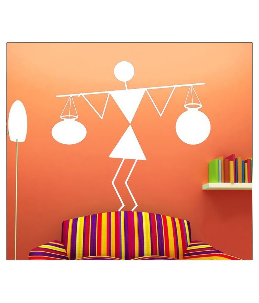 Onebuy Modern Art Girl with Two Pot PVC Wall Stickers Buy Onebuy