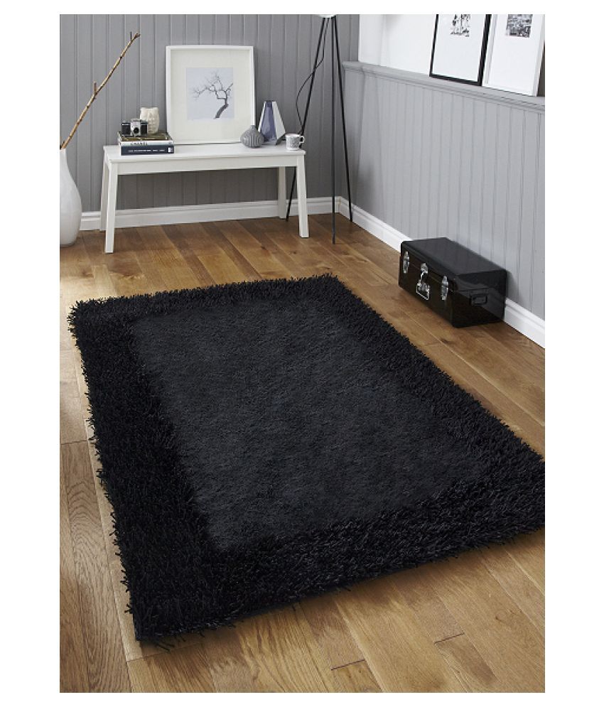 Presto Black Shaggy Carpet Plain 4X6 Ft. Buy Presto Black Shaggy