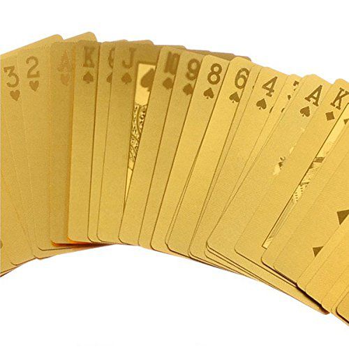 LLF Luxury 24K Gold Foil Poker Playing Cards Deck Carta de Baralho with Box Good 