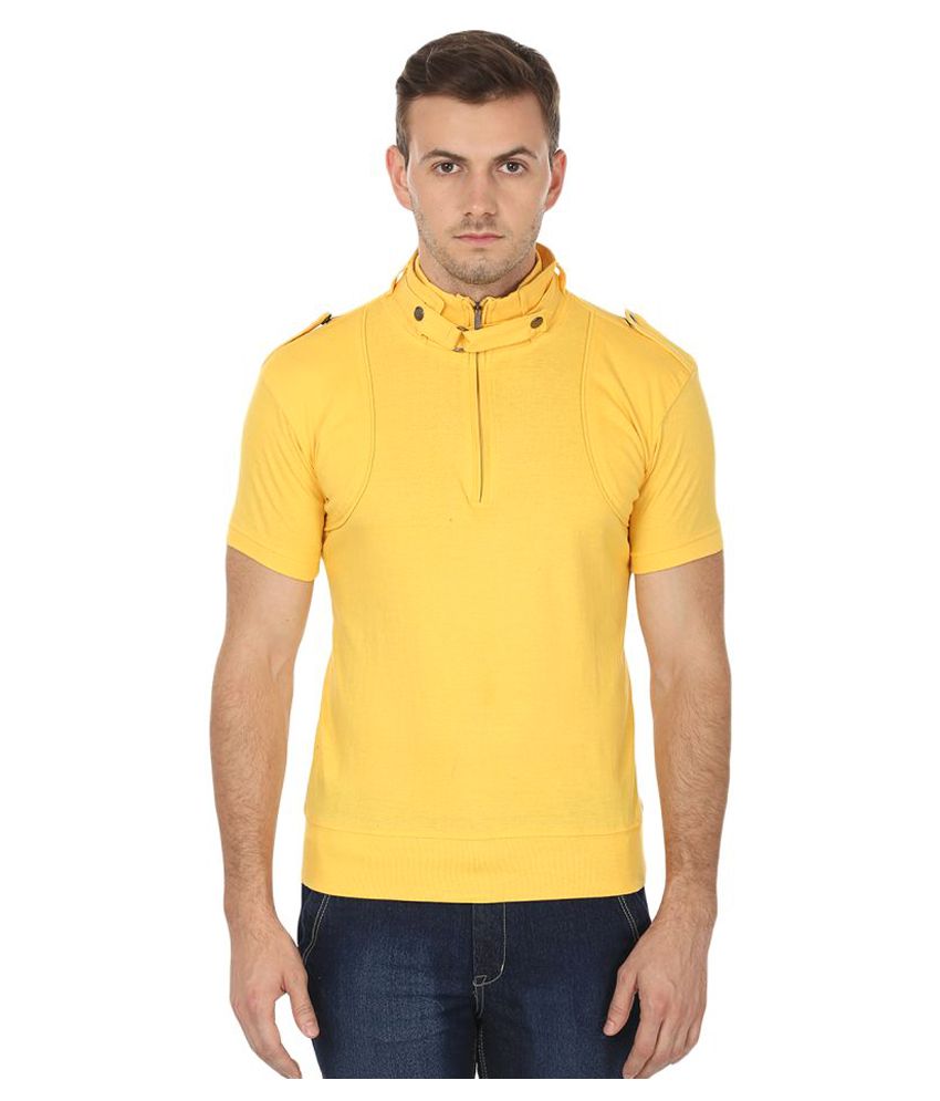 high neck t shirt yellow