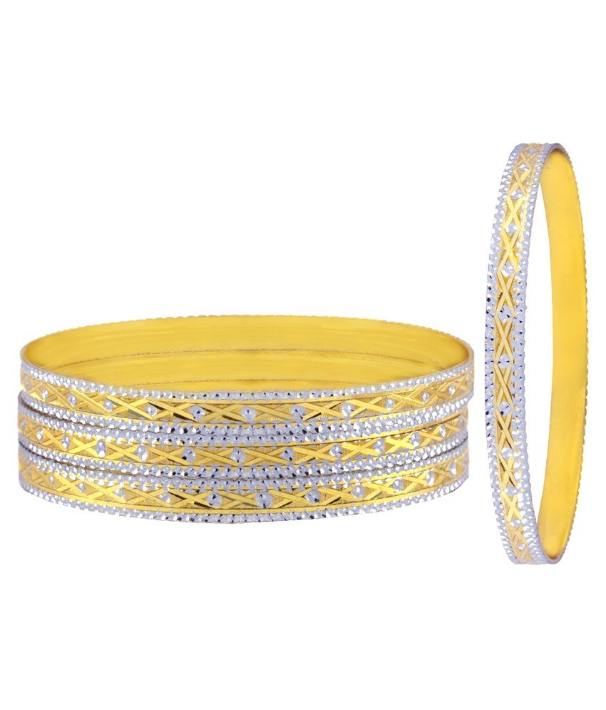     			The Jewelbox Golden Bangle - Set of 4