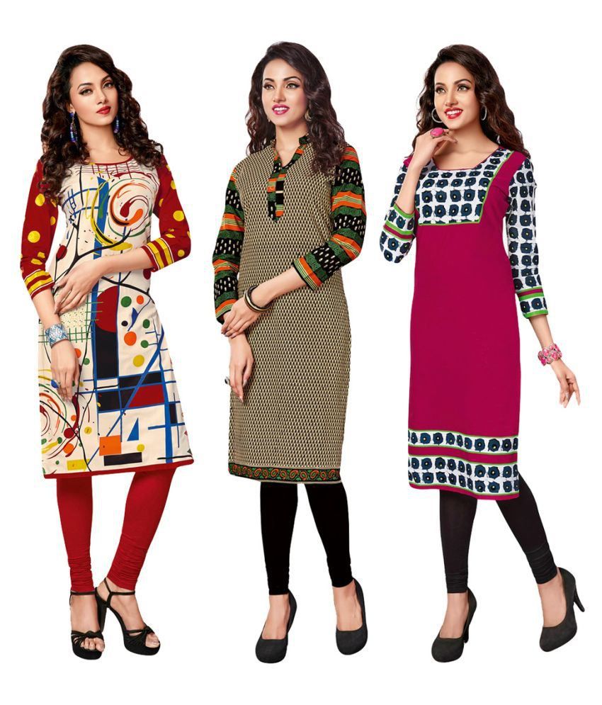 Salwar Studio Multicoloured Cotton Kurti Unstitched Dress Material ...