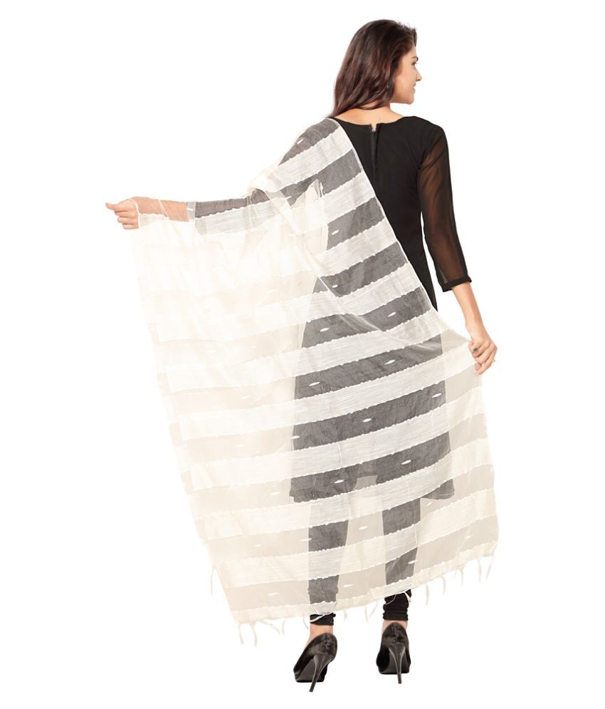white gown with banarasi dupatta