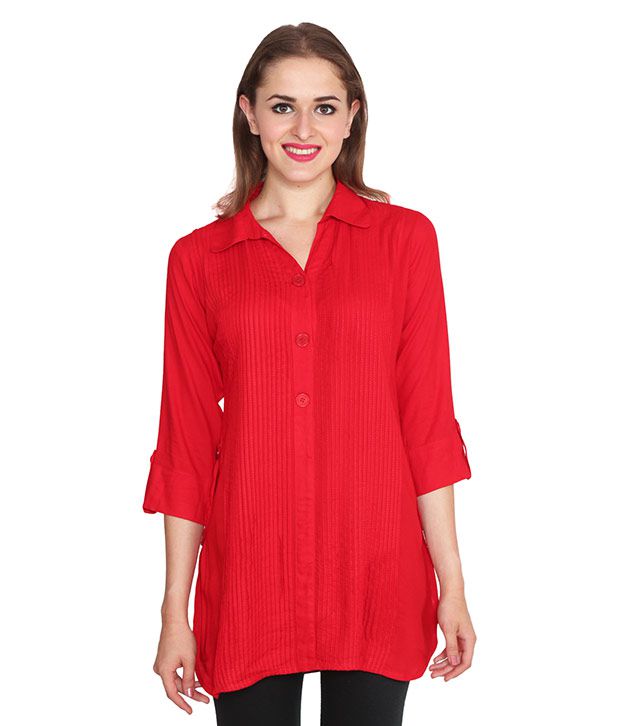 Zaristaa Red Viscose Tunics - Buy Zaristaa Red Viscose Tunics Online at ...