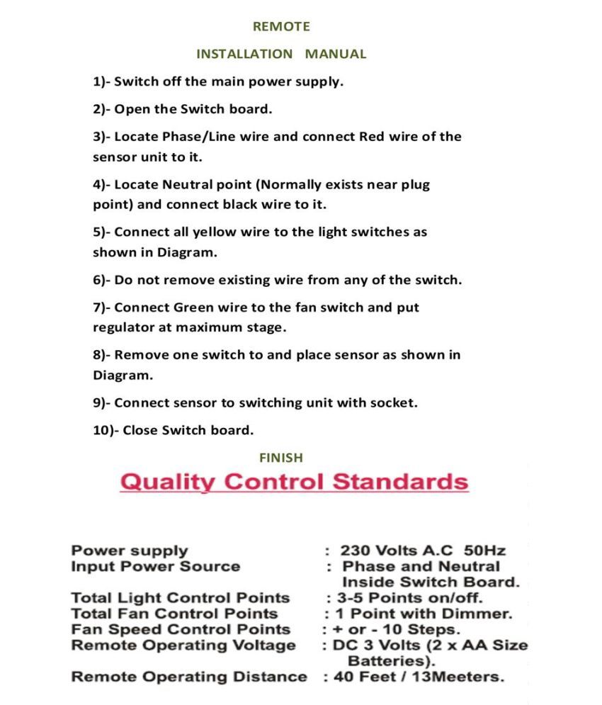 G Tech India Wireless Remote Controlled Switch For 5 Lights And G Tech India Wireless Remote Controlled Switch For 5 Lights And 2 Fans