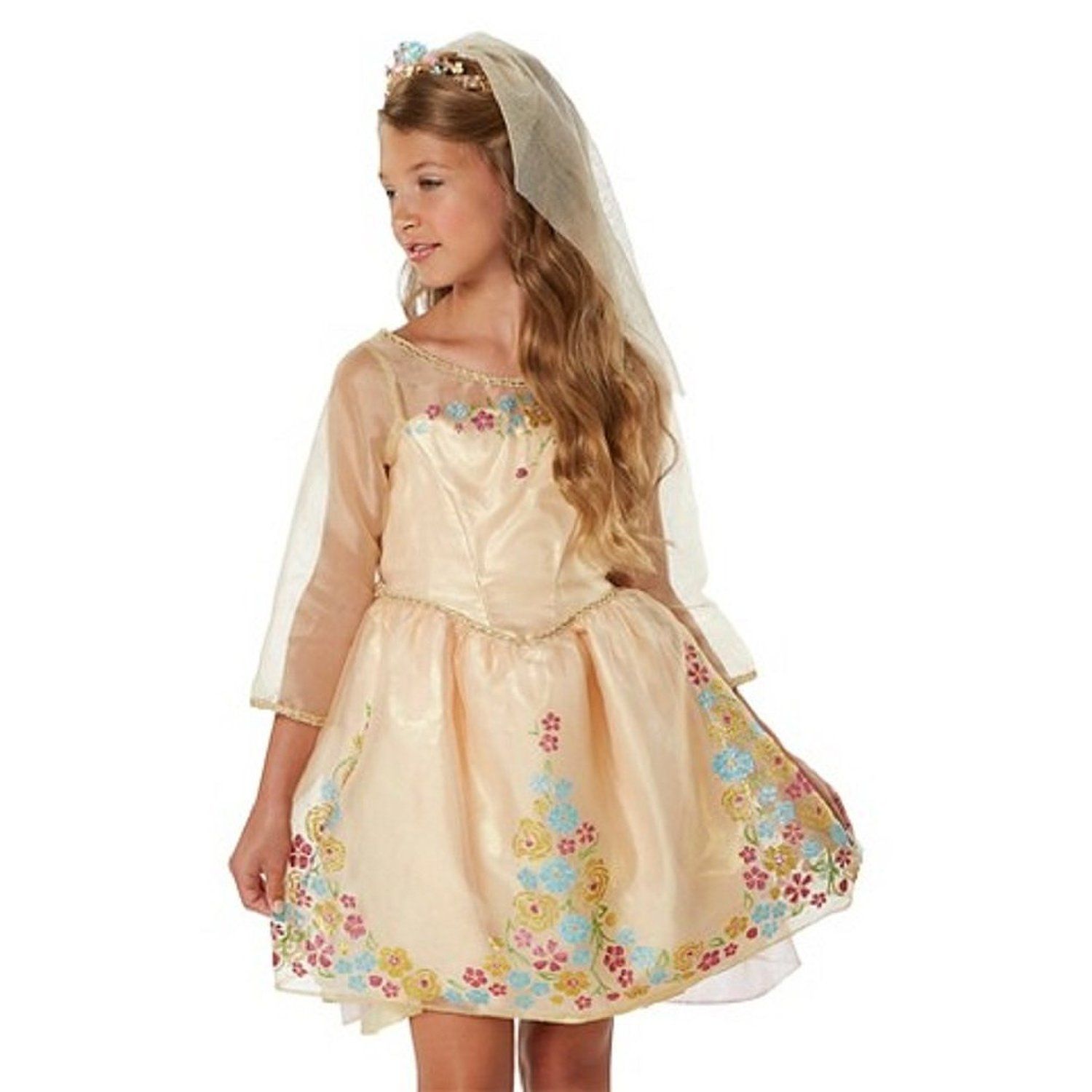 Disney Cinderella Ellas Wedding Dress Girls Costume Set For Age 3