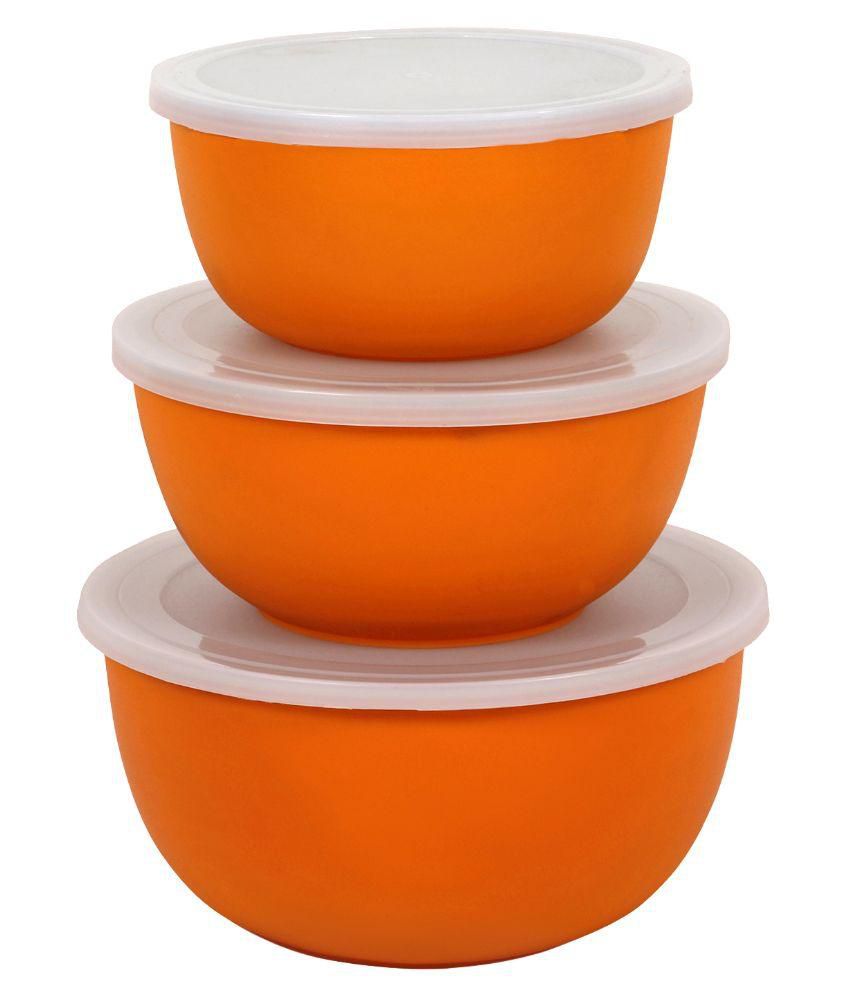 Lovato stylish microwave safe orange colour bowl set 3: Buy Online at