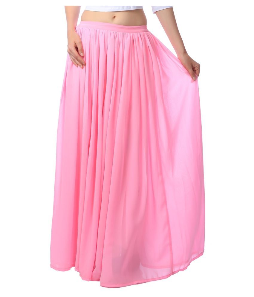Buy SCORPIUS Pink Georgette Broomstick Skirt Online at Best Prices in ...