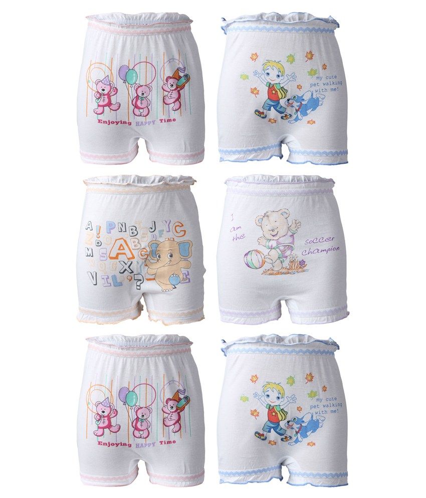     			Bodycare Pack of 6 100% Cotton Girls Bloomers ( White )