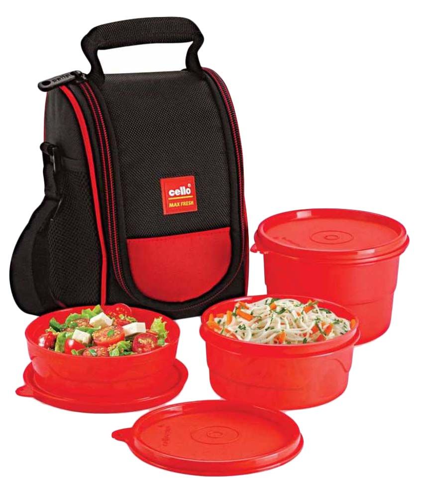 Cello Max Fresh Super Lunch Box 3 Container Red