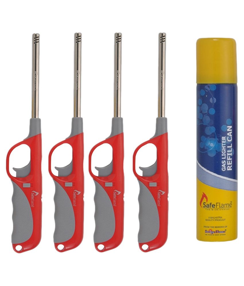 Safe Flame Multicolour Gas Lighter With Refill Can Pack Of 5 Buy