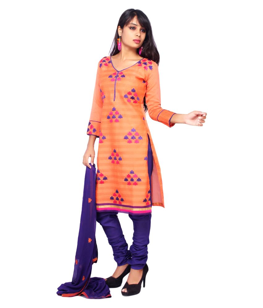 Raahi Pink and Orange Cotton Dress Material Buy Raahi Pink and Orange