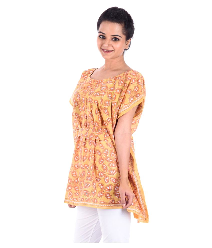 Soma Yellow Cotton Tunics - Buy Soma Yellow Cotton Tunics Online at ...