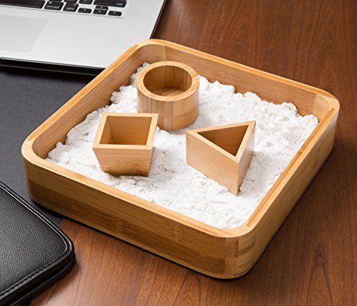 Desk Executive Sandbox Bamboo Sand Tray With 3 Geometric Molds And Desk Executive Sandbox Bamboo Sand Tray With 3 Geometric Molds And Sands Alive Moldable