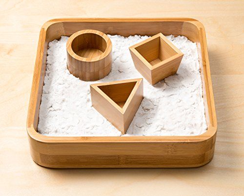 Desk Executive Sandbox Bamboo Sand Tray With 3 Geometric Molds And Desk Executive Sandbox Bamboo Sand Tray With 3 Geometric Molds And Sands Alive Moldable
