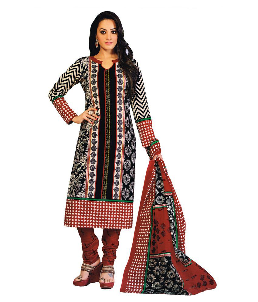 Salwar Studio Multi Color Cotton Unstitched Dress Material - Buy Salwar ...