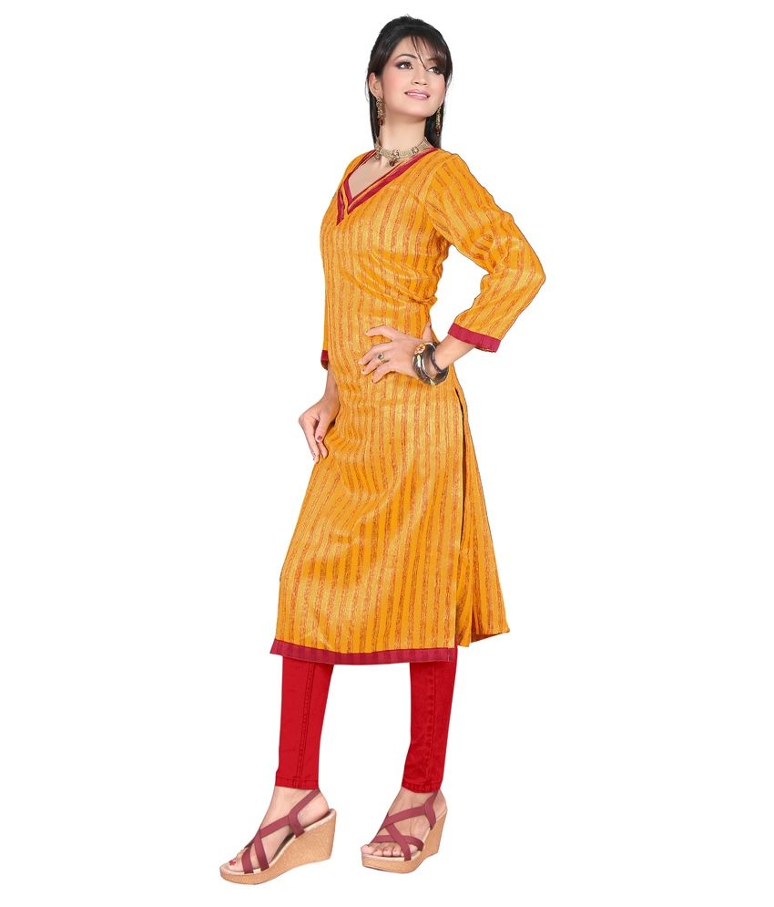 Lookslady Yellow Silk Kurti - Buy Lookslady Yellow Silk Kurti Online at ...