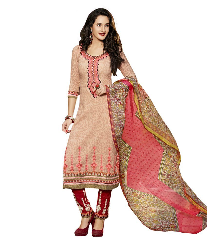 Surat Tex Pink Cotton Unstitched Dress Material Buy Surat Tex Pink