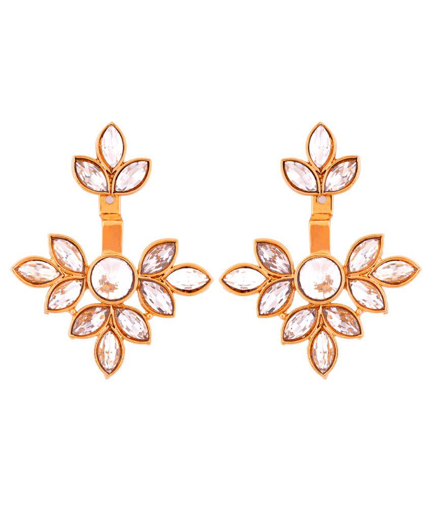     			The Jewelbox Flower Antique Gold Plated Ear Cuff Jacket Pair for Women