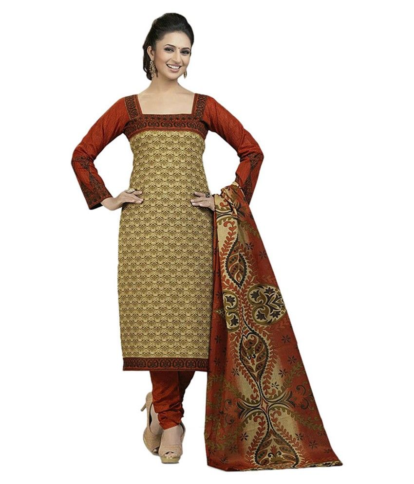 Party Wear Dresses Multicoloured Cotton Unstitched Dress Material - Buy Party Wear Dresses 