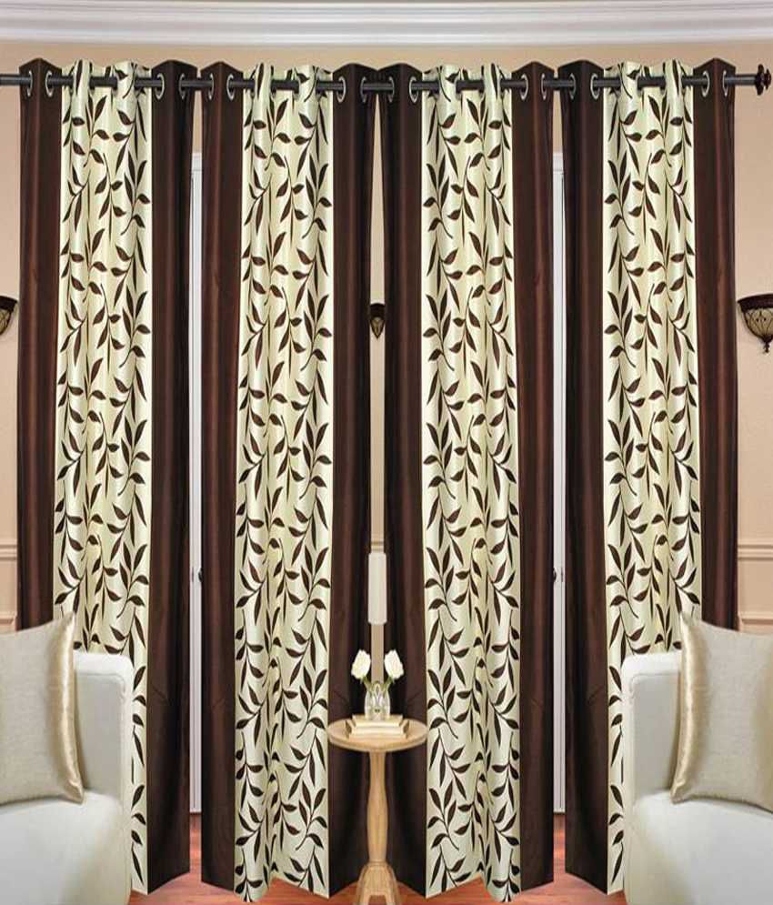     			Tanishka Fabs Solid Semi-Transparent Eyelet Curtain 7 ft ( Pack of 4 ) - Multi Color