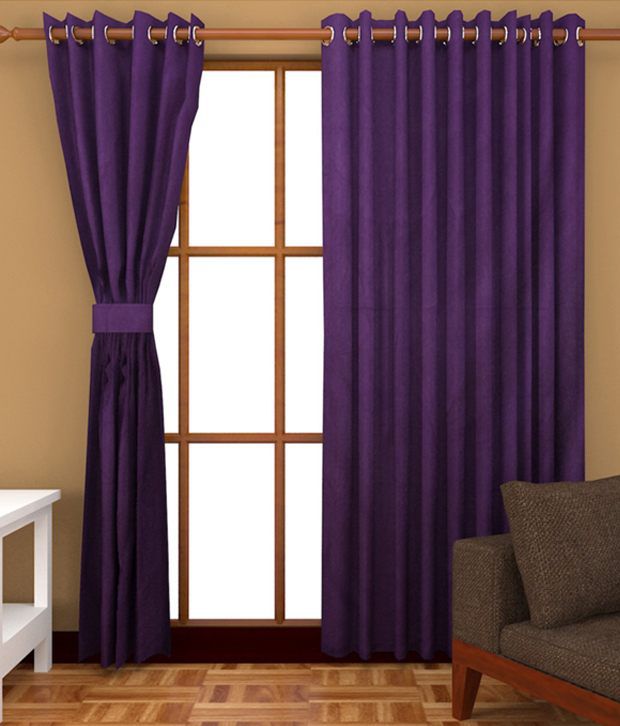     			Tanishka Fabs Solid Semi-Transparent Eyelet Curtain 7 ft ( Pack of 2 ) - Purple