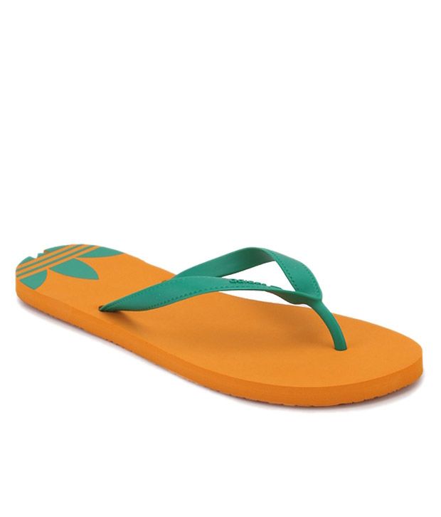 adidas orange flip flops