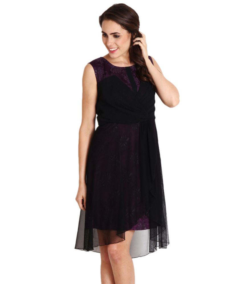 Soie Black Net Dresses - Buy Soie Black Net Dresses Online at Best ...