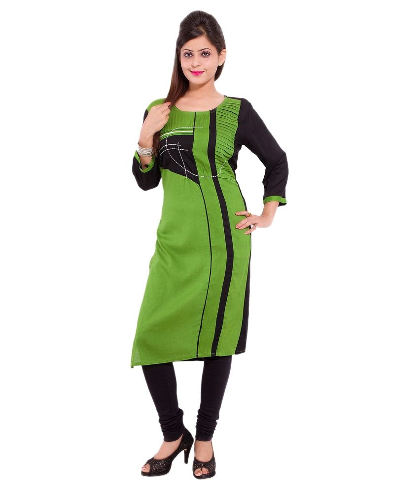 silk green kurti