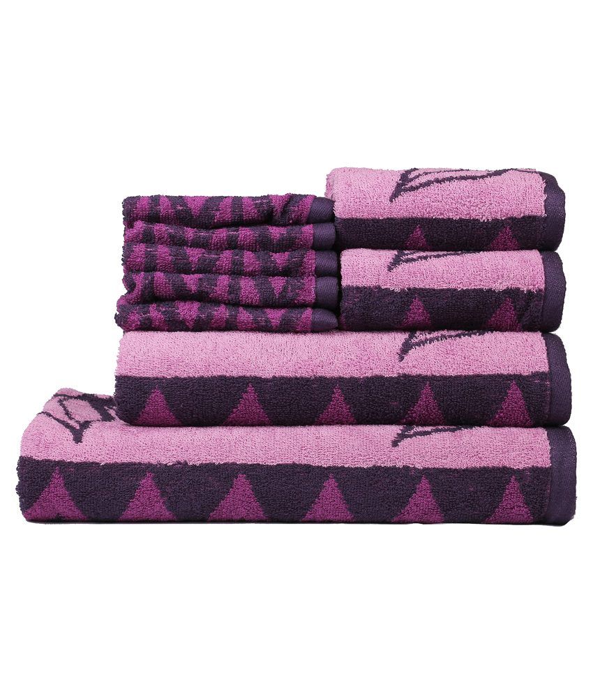 Trident Set of 9 Cotton Bath Towel Pink Buy Trident Set of 9 Cotton