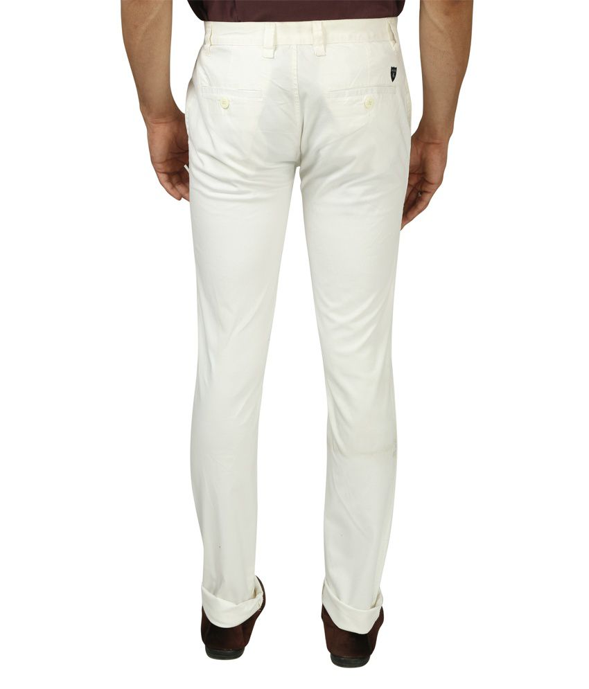 Koutons White Slim Fit Men Cotton Trousers - Buy Koutons White Slim Fit ...