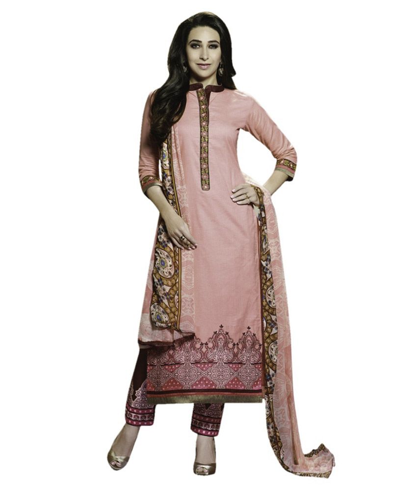 Typify Pink Cotton Semi Stitched Dress Material Buy Typify Pink