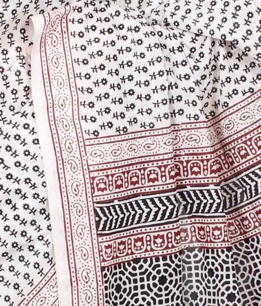 Bagh Print White Cotton Saree - Buy Bagh Print White Cotton Saree ...