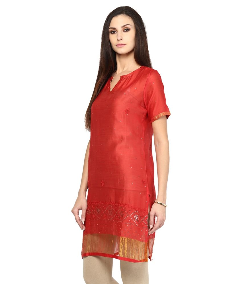 Abhiyuthan Red Silk Tops Buy Abhiyuthan Red Silk Tops Online at Best