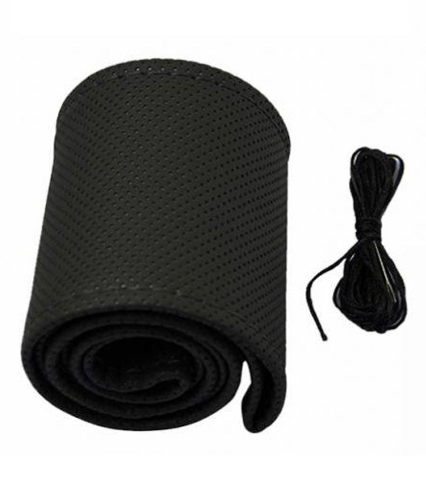 AutoKraftZ Leather Steering Cover For Tata Safari Storme Black Set Of