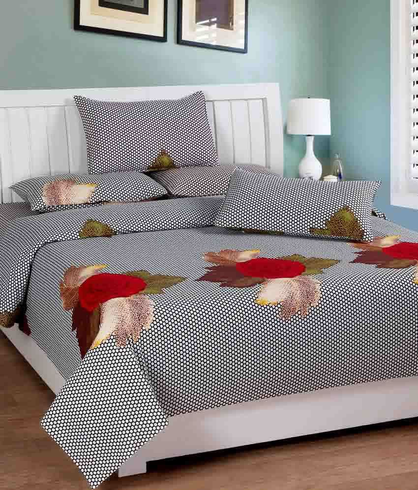 Royal Collection White Cotton Double Bedsheet with 2 pillow cover Buy Royal Collection White