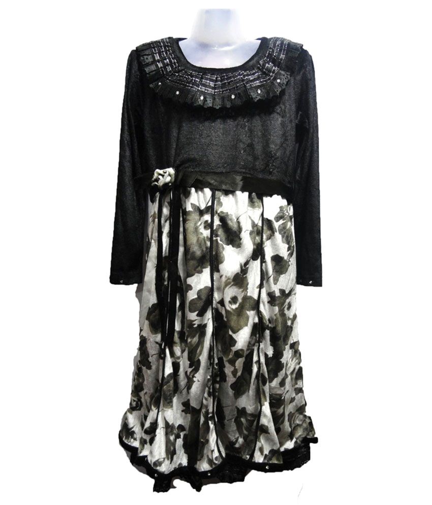 Threads Black Silk Frock Buy Threads Black Silk Frock Online At