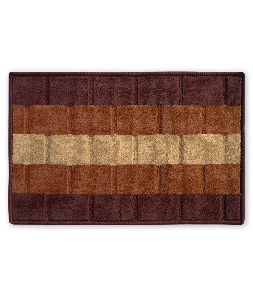 Cotton Quest Brown Checks Cotton Schenelle Floor Mat Pack Of 2 - Buy