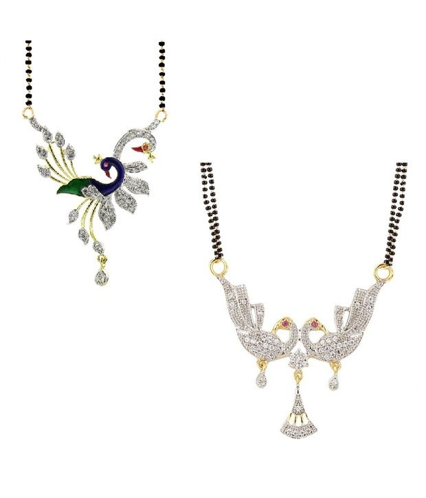     			YouBella Multicolour American Diamond Mangalsutra Combo