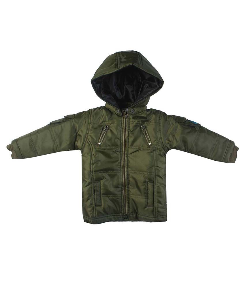    			FS MiniKlub Green Nylon Hooded Zippered Jacket
