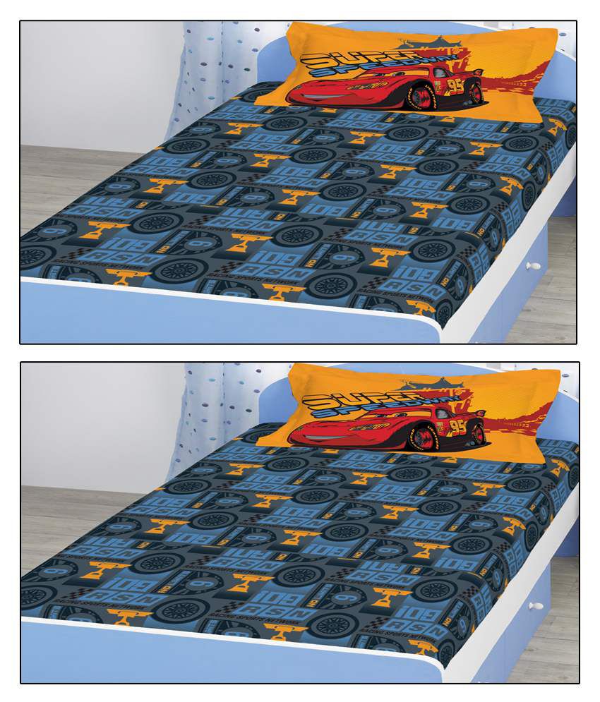     			Bombay Dyeing Disney Blue Cotton Single Bedsheet with 1 Pillow Cover