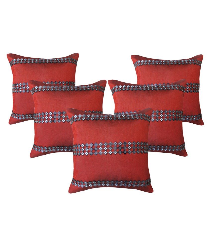 Royalina Red Cushion Cover Set Of 5 Buy Online at Best Price Snapdeal