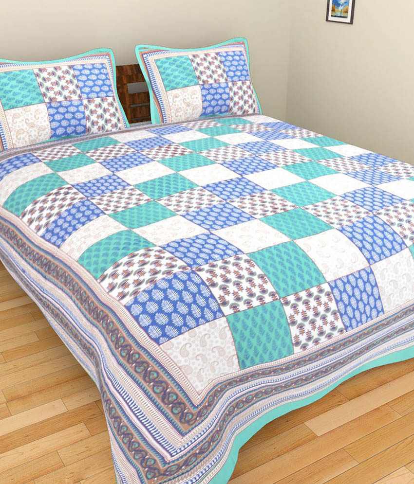     			Uniqchoice 100% Pure Cotton Tradtional 1 Double Bedsheet With 2 Pillow Cover ( 240 cm x 216 cm )