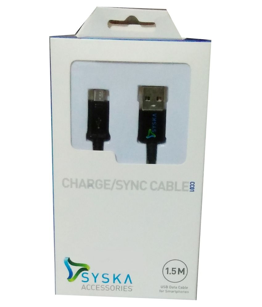 Syska USB Data Cable Compatible with All Smart Phones Black
