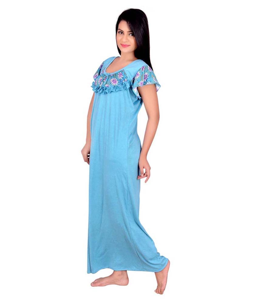 Buy Kanika Blue Cotton Nighty Online at Best Prices in India Snapdeal